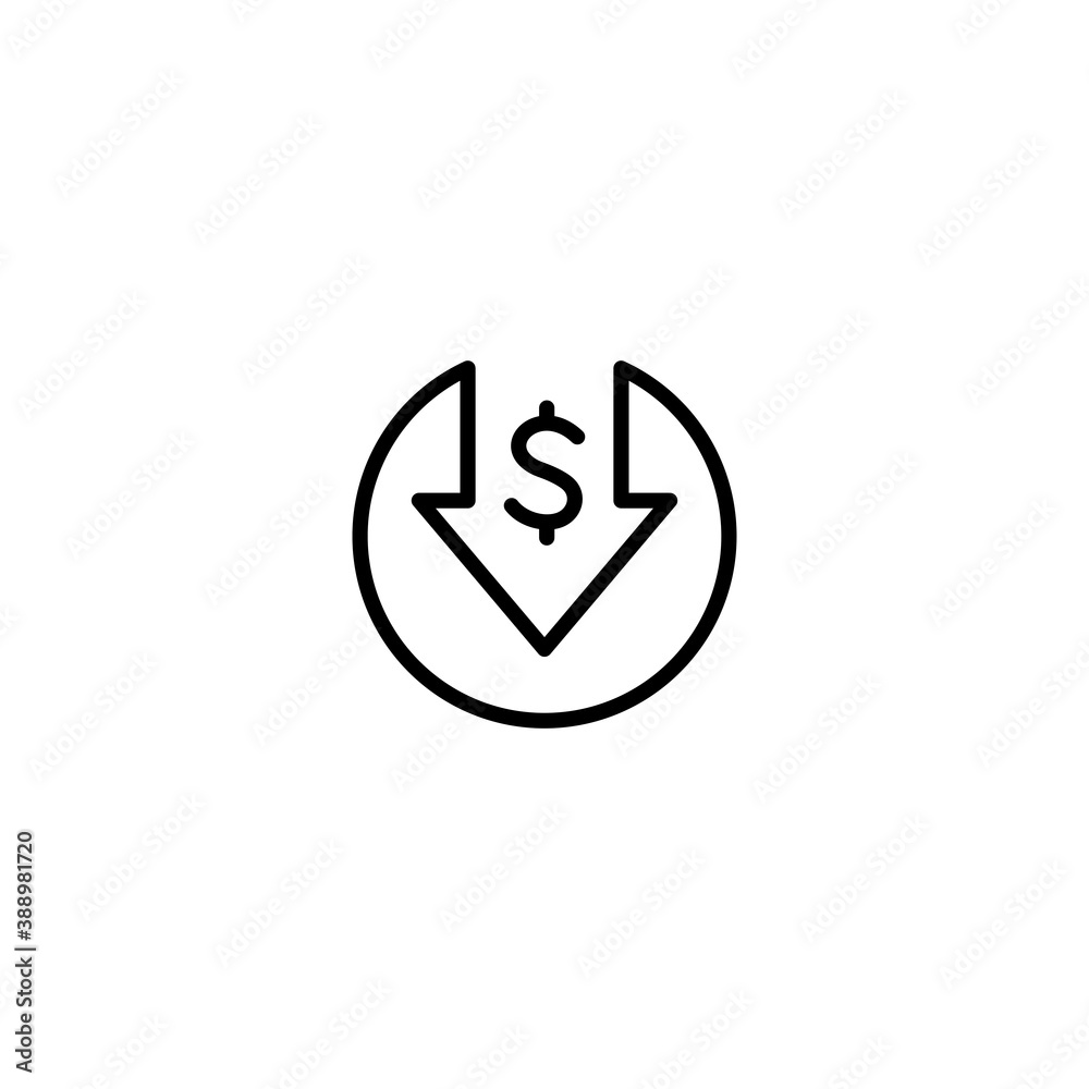 Cost reduction line icon vector. Cost reduction symbol Cost reduction line icon vector. Cost reduction symbol