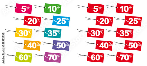 Etiquettes pourcentages de -5 à -70%