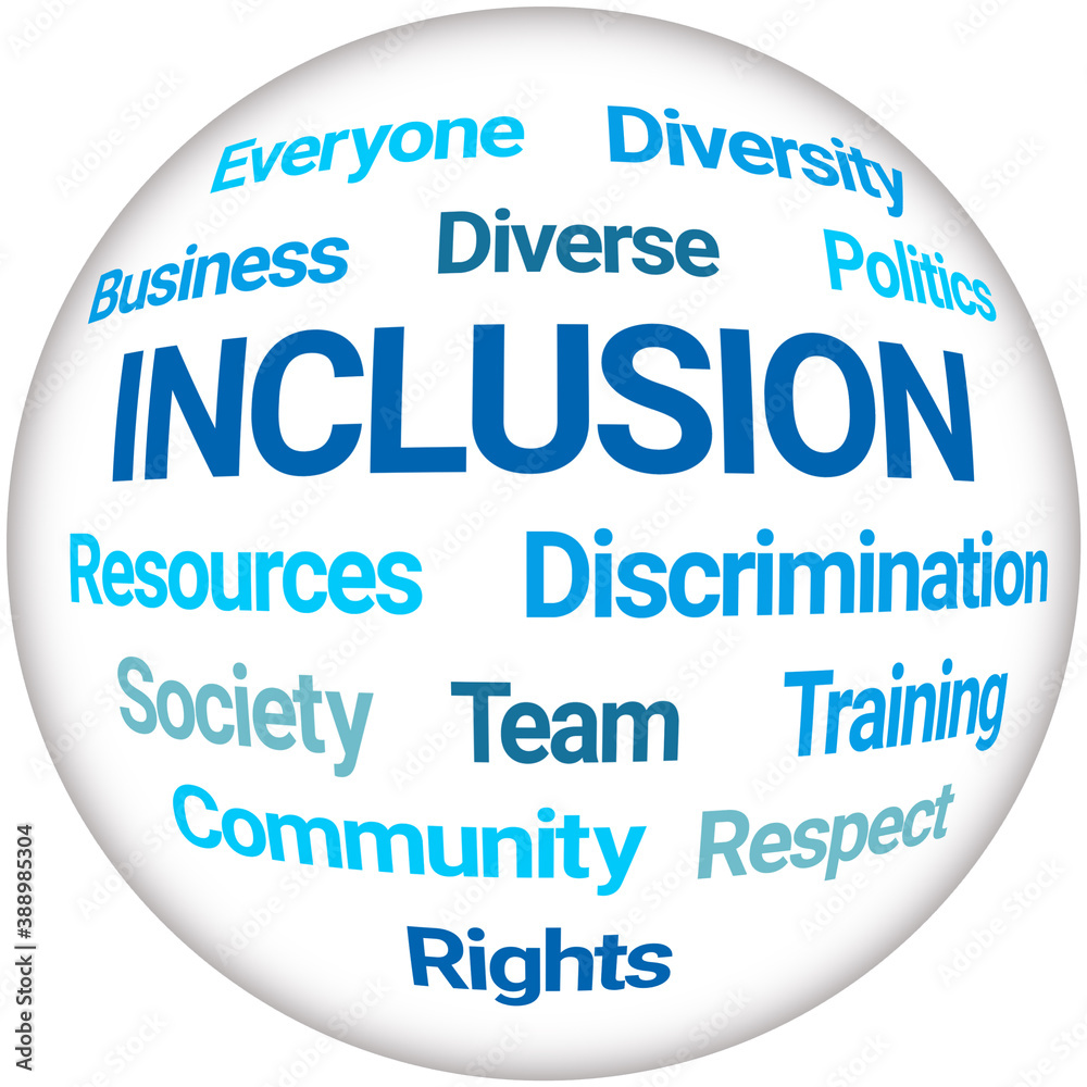 Round Inclusion Word Cloud on White Background Round Inclusion Word Cloud on White Background