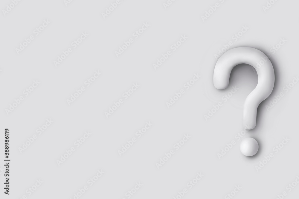 White question mark isolate on white pastel color wall background with shadow 3D rendering
White question mark isolate on white pastel color wall background with shadow 3D rendering