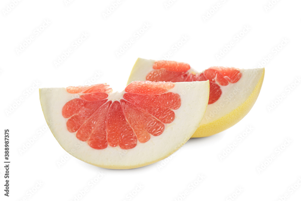 Slices of red pomelo isolated on white Slices of red pomelo isolated on white