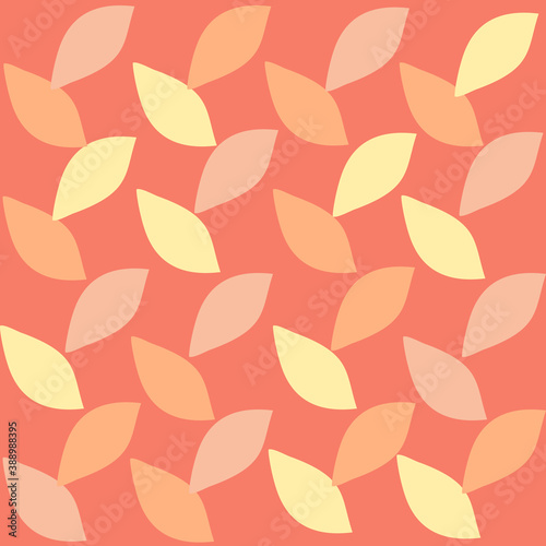Seamless pattern with leaves, pink background