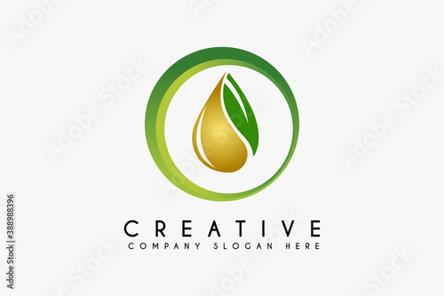 Nature oil essence logo design vector illustration. Nature oil essence icon. Suitable for Beauty and health care logos isolated on white background
