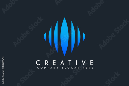 Sound Wave music logo design vector illustration