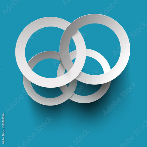 Paper Cut Circles on Blue Background - Vector