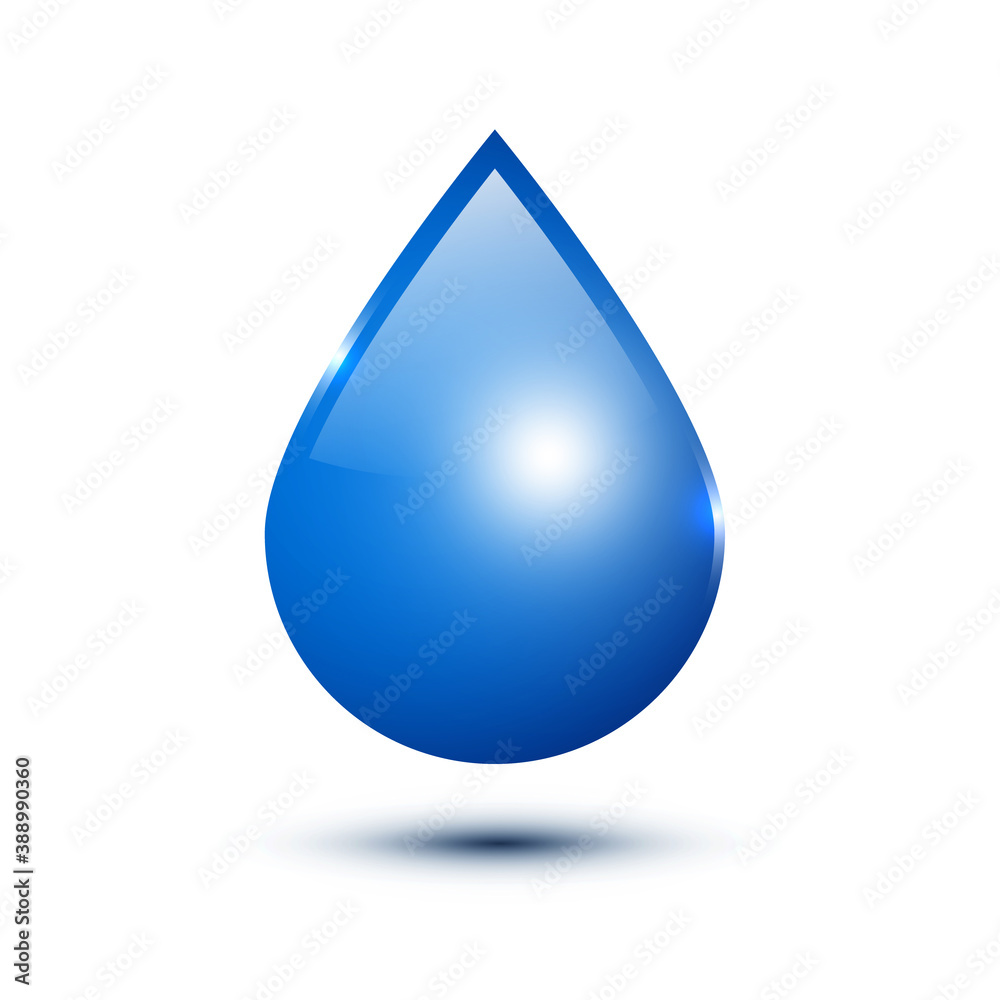 Fototapeta premium Blue Water Drop Isolated on White Background - Vector