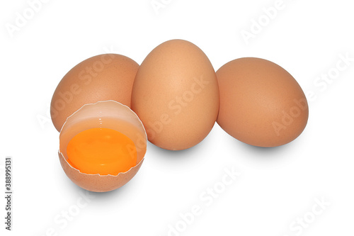 Eggs Isolated on White Background, With clipping path.