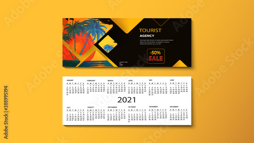 ector illustration of business card and calendar 2021. Modern design, template. business advertising. EPS 10.