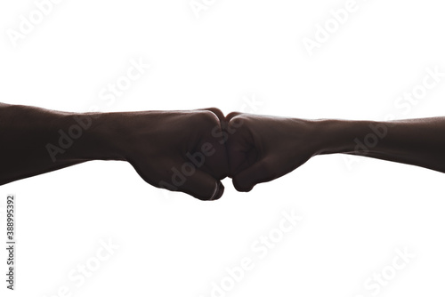 black and white silhouette of hands on white background, bet, confrontation, battle of sexes photo