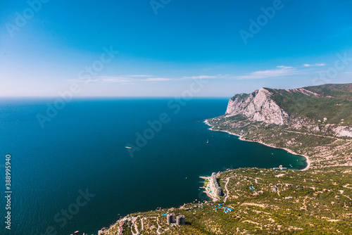 seascape, coastline with gray cliffs the view from the top