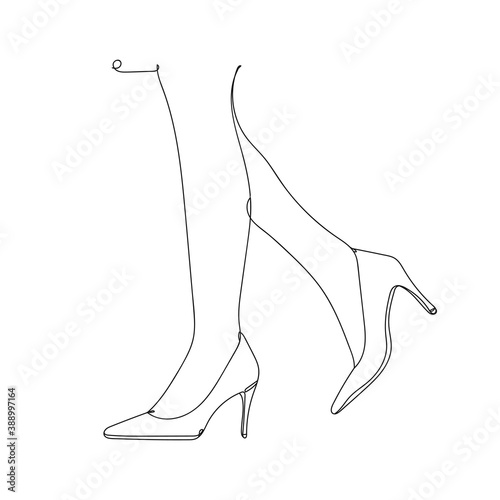 Shoes. Legs high - one line drawing. Vector illustration continuous line drawing.