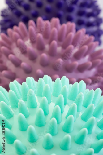 Close up of a massage ball, used in yoga, pilates and for sports injuries.