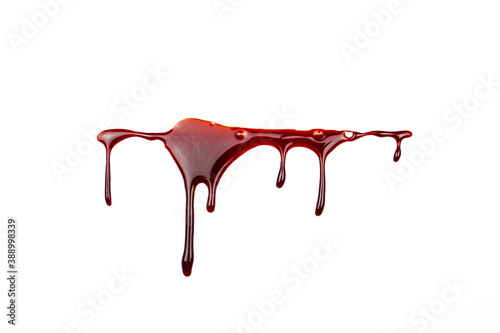 A blood spatter. A blood flowing down. Bloody pattern. Concepts of blood can be used in design photo