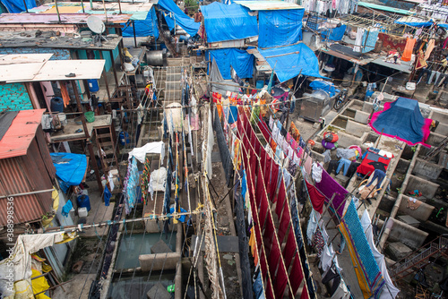  25/10/2020 View Of Dhobi Ghat is an open air laundromat in  Mahalaxmi Mumbai Maharashtra India © ArunK