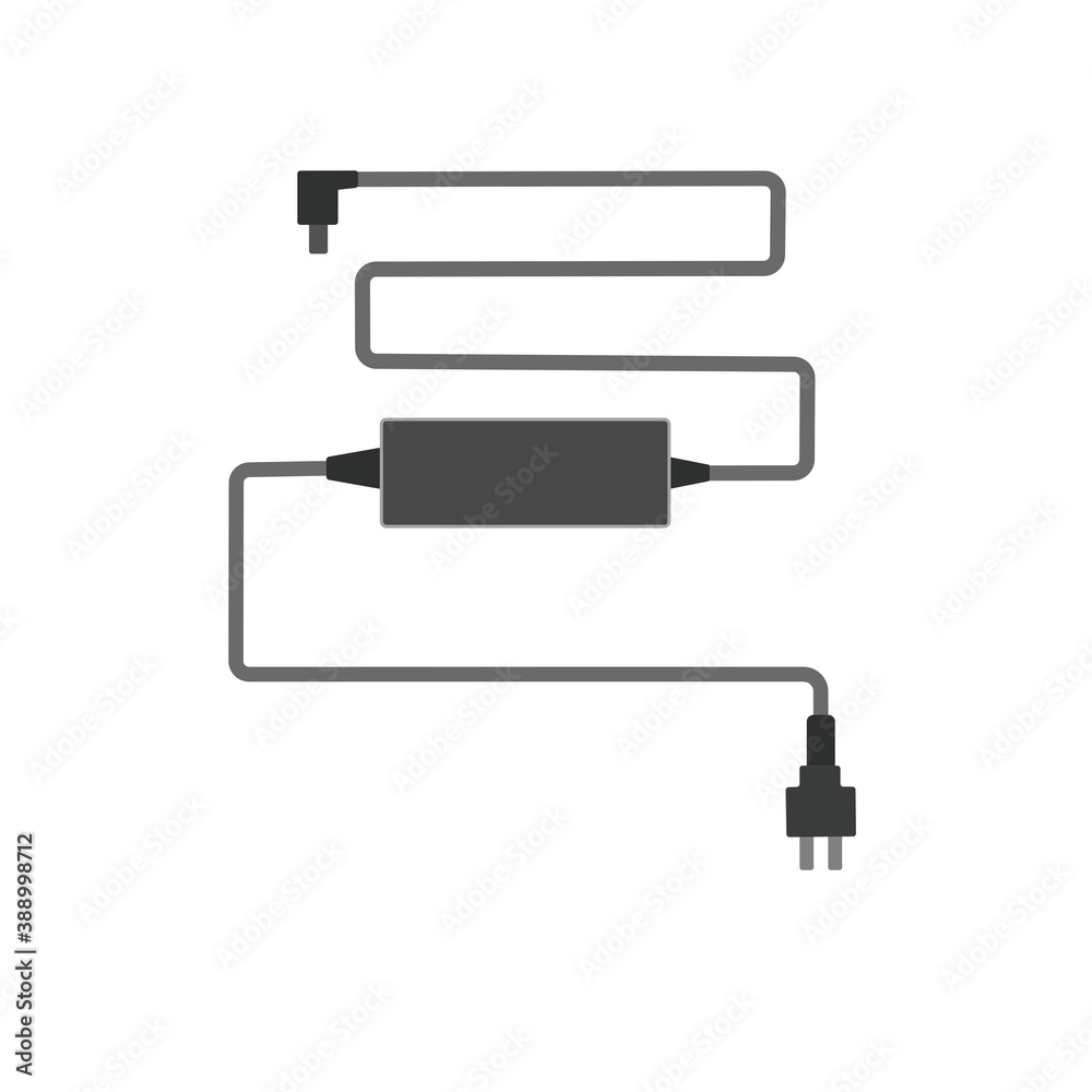 Laptop power supply charge connect. Silhouette vector design. Notebook charger. Laptop power supply charge connect. Silhouette vector design. Notebook charger.