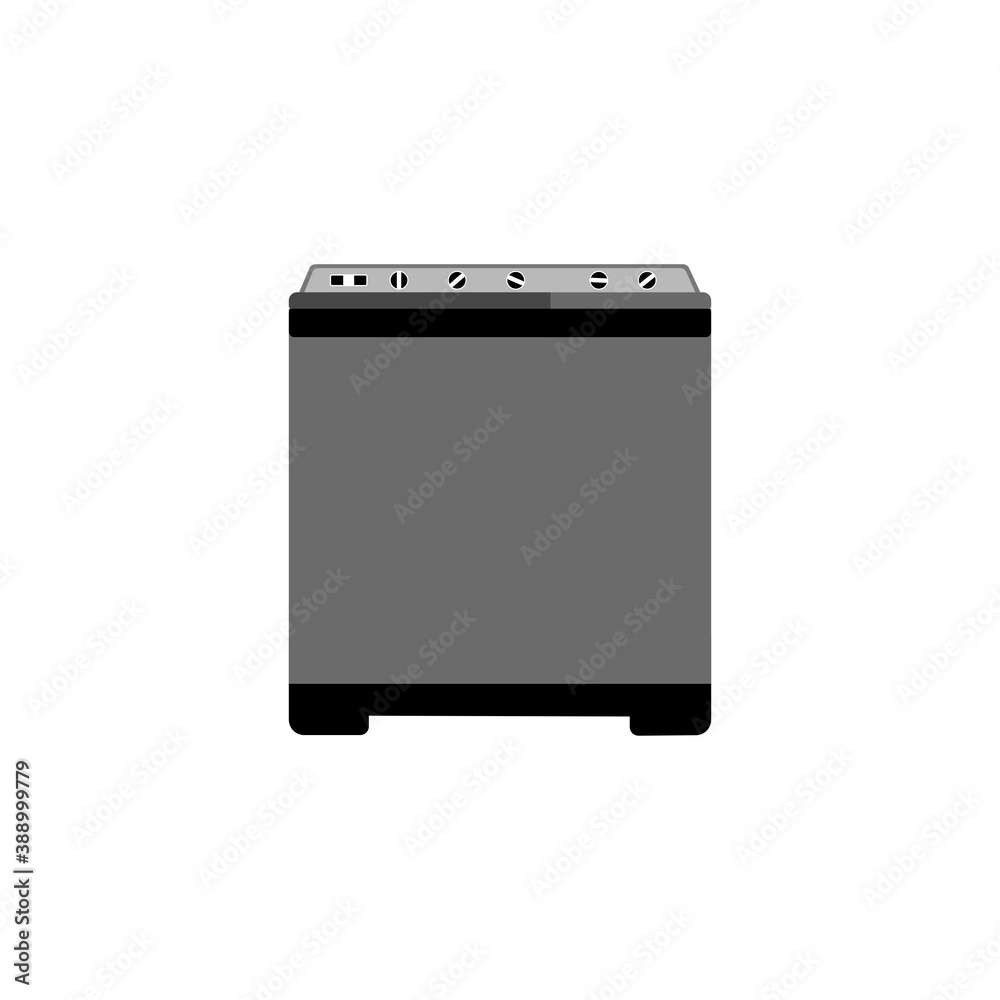 Obraz premium Washing machine on white background. Silhouette vector design. Twin tub washing machine. Electric household. 