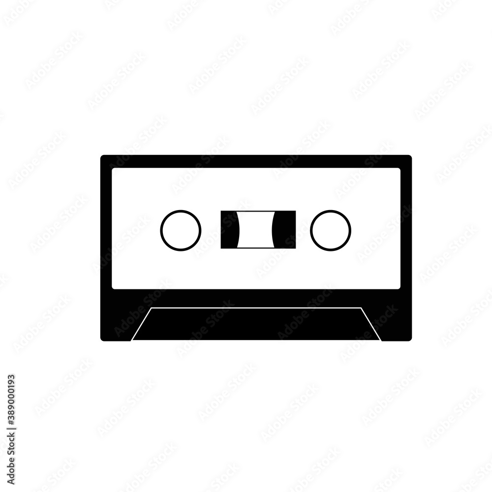 Cassette tape icon illustration on white background Cassette tape icon illustration on white background