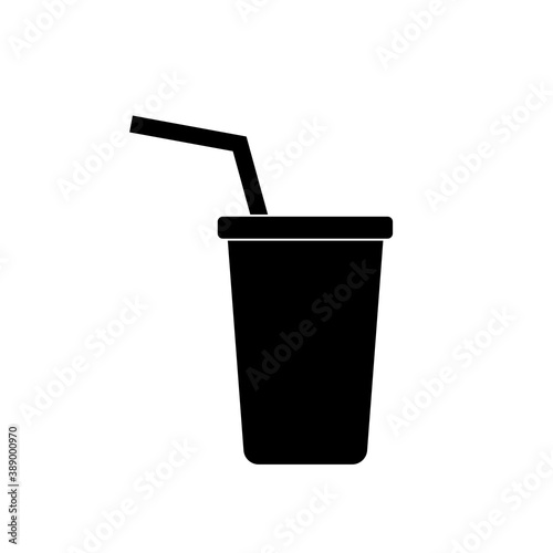 soft drink in paper cup with lid and straw icon