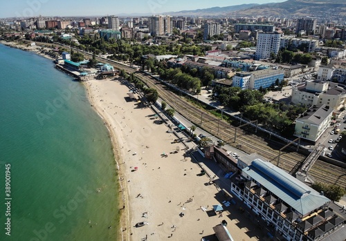 Makhachkala, city beach and city panorama