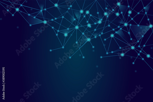 Network abstract connection isolated on blue background. Network technology background with dots and lines. Ai background. Connect vector. For ai digital design, network technology © Marinko