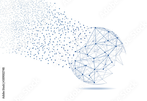 Blockchain technology network isolated on white background. World globe blockchain technology background connect dots and lines. Abstract ai concept. Connect network technology, ai vector background