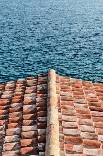 Vintage roof tiles by the sea