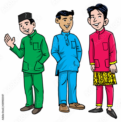 Asian boys with traditional costumes