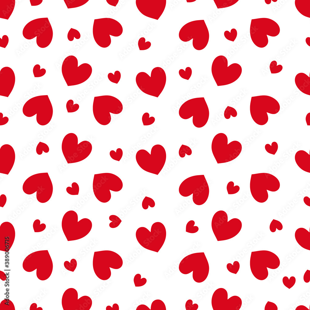 Seamless pattern with red hearts on a white background. Vector illustration. Seamless pattern with red hearts on a white background. Vector illustration.