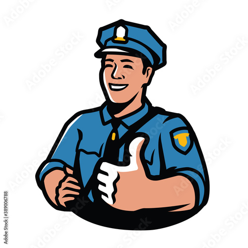 Policeman in uniform. Law and order symbol vector illustration