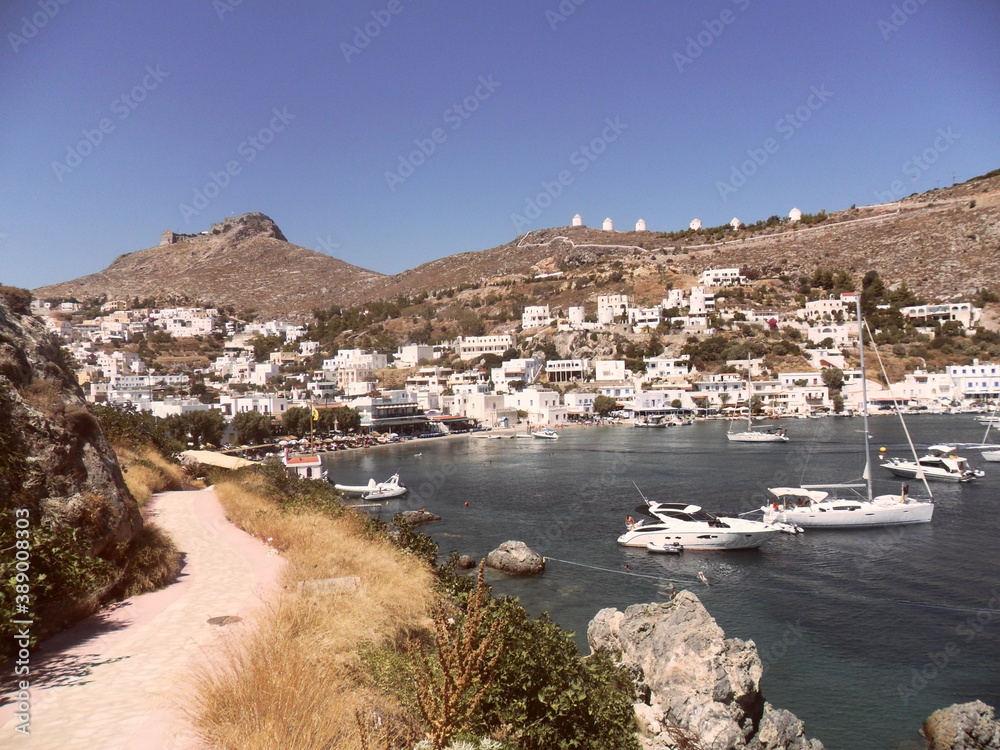 Island hopping between the beautiful beaches and mountains of Kalymnos, Leros and Lipsi in the Mediterranean Sea, Greece
