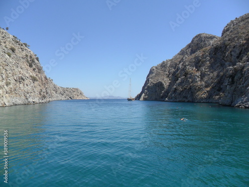 Island hopping between the beautiful beaches and mountains of Kalymnos  Leros and Lipsi in the Mediterranean Sea  Greece