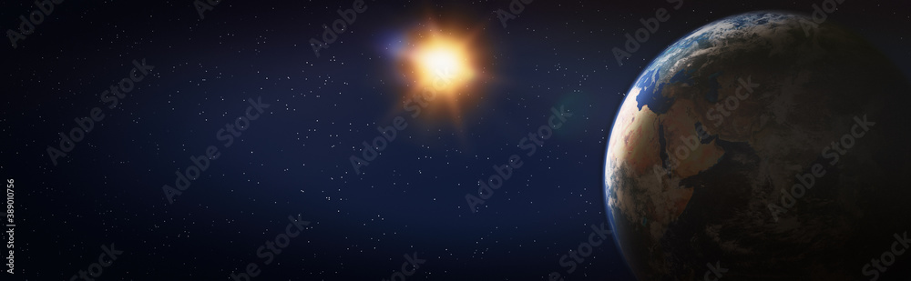 Naklejka premium Earth in the outer space. Abstract background. Elements of this image furnished by NASA