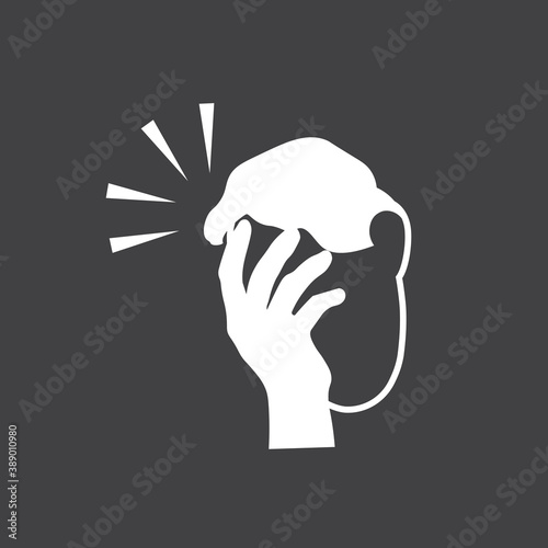 White icon of man with a gestures facepalm expression. Man with hand flopping her forehead. Headache, disappointment or shame. Epic fail emotion. Isolated vector illustration.	