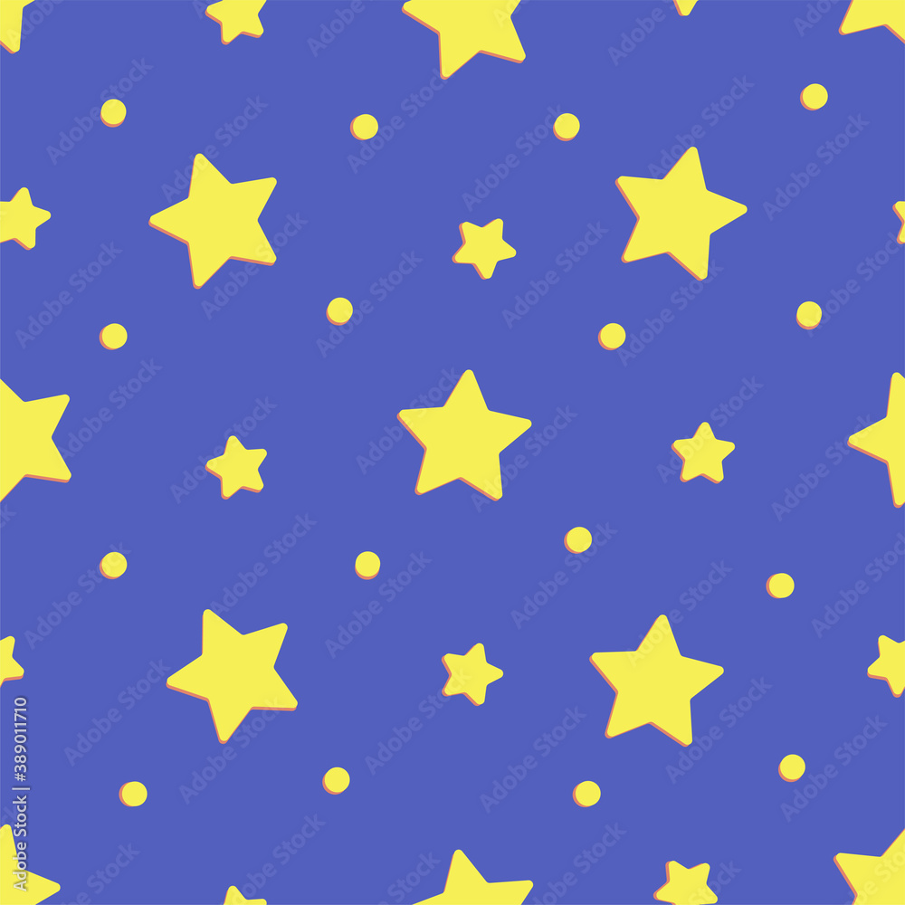 Starry night in cartoon style seamless pattern. Vector background with stars in the sky for children. Starry night in cartoon style seamless pattern. Vector background with stars in the sky for children.