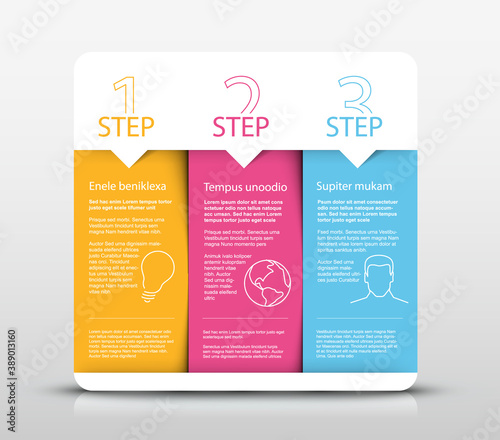 Vector instrucions table with three steps template