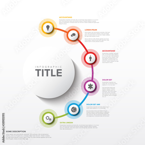 Multipurpose Infographic template with six elements on a line