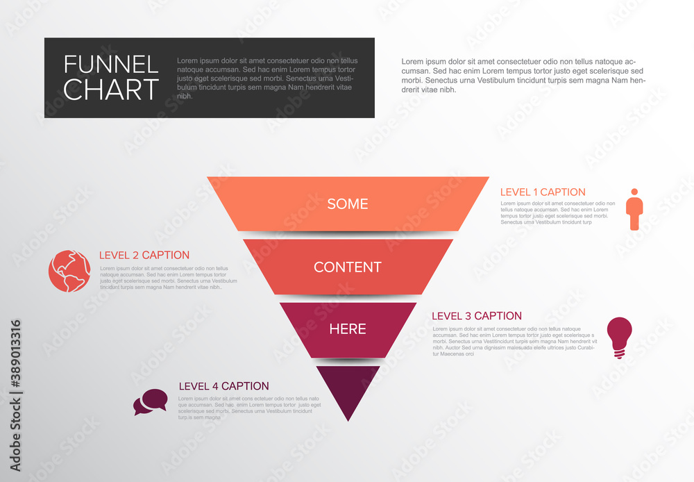 Vector Infographic funnel level layers template Vector Infographic funnel level layers template