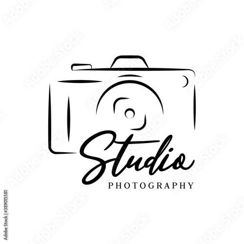Hand drawn camera photography logo studio
