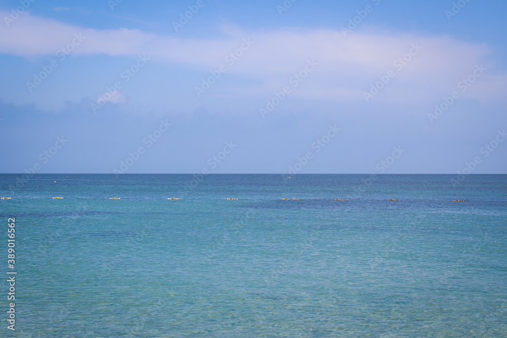 Calm sea, blue water, sky and horizon scene in Tunisia. Calm sea, blue water, sky and horizon scene in Tunisia.