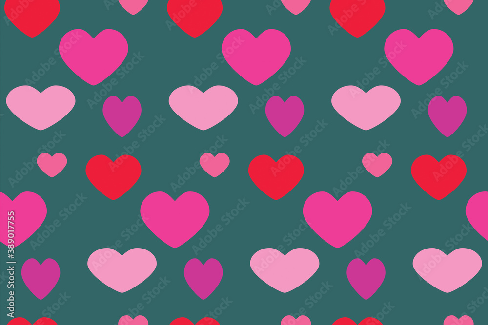 Seamless pattern with pink hearts on grey board. Love concept. Design for packaging and backgrounds. Valentine's day spirit. Print for textile, clothes and design. Jpg file