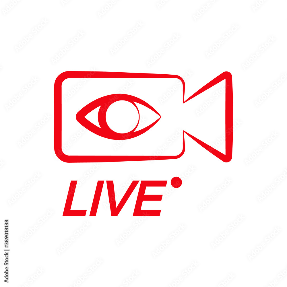 Naklejka premium Live video icon, icon live streaming on white background color editable 