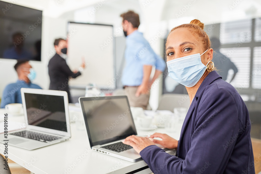 Business woman with everyday mask because of Covid-19 Stock Photo ...