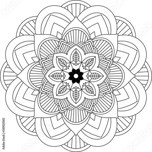 Easy Mandala coloring book simple and basic for beginners, seniors and children. Set of Mehndi flower pattern for Henna drawing and tattoo. Decoration in ethnic oriental, Indian style.