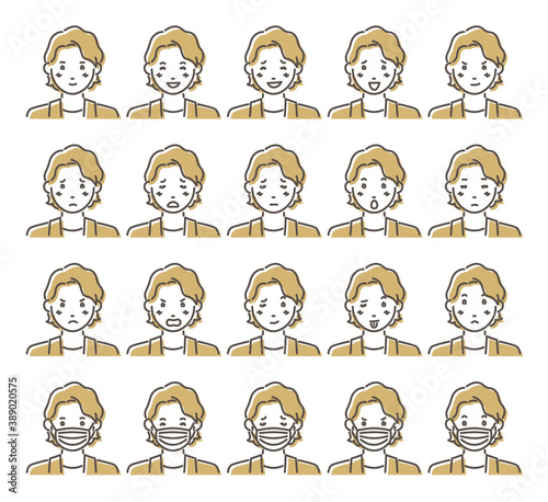 男性の表情イラスト20点セット