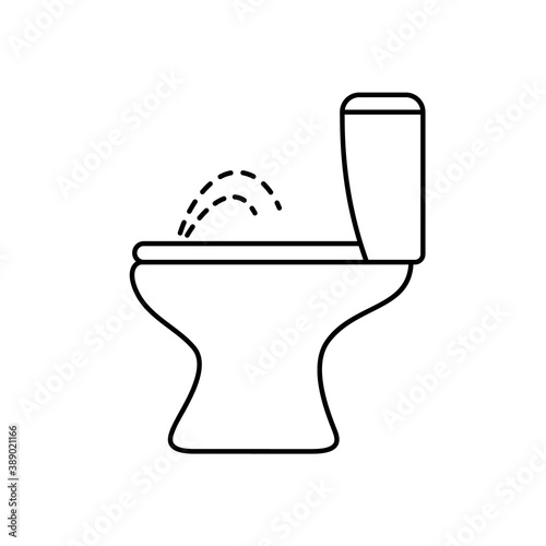 Combined toilet bidet. Linear icon of ceramic sanitary ware for bathroom. Black simple illustration. Contour isolated vector pictogram on white background