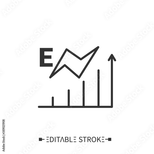 Energy content line icon. Energy value. High level energy. Nutrition facts. Nutrition supplements. Nutrient composition. Isolated vector illustration. Editable stroke