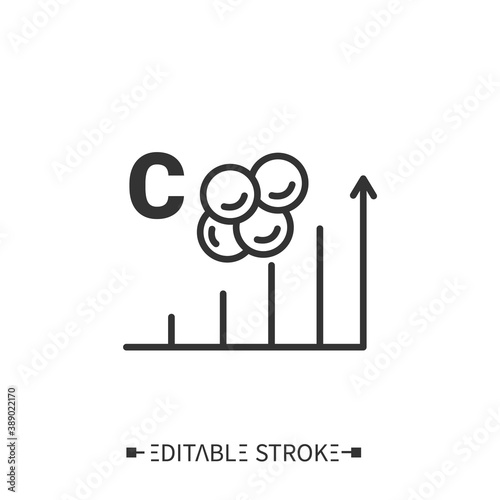 Cholesterol content line icon. Cholesterol high level. Energy value. Nutrition facts. Nutrition supplements. Nutrient composition. Isolated vector illustration. Editable stroke