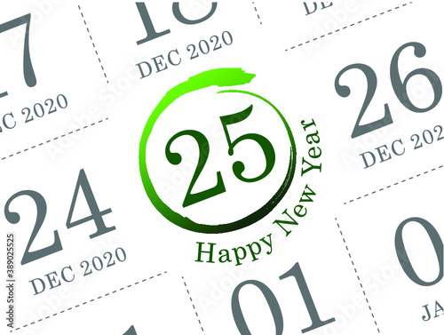 Close up of Christmas day 2021 on diary calendar. Wishing you wonderful memories during this joyous season.
