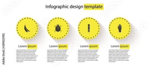 Set Kidney beans, Parasite mite, Test tube and flask and Hand with psoriasis or eczema. Business infographic template. Vector.