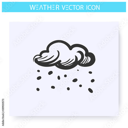 Scattered snow icon. Hand drawn sketch. Blizzard. Snowy weather. Falling snowflakes. Winter weather. Weather forecast concept. Meteorology sign. Isolated vector illustration